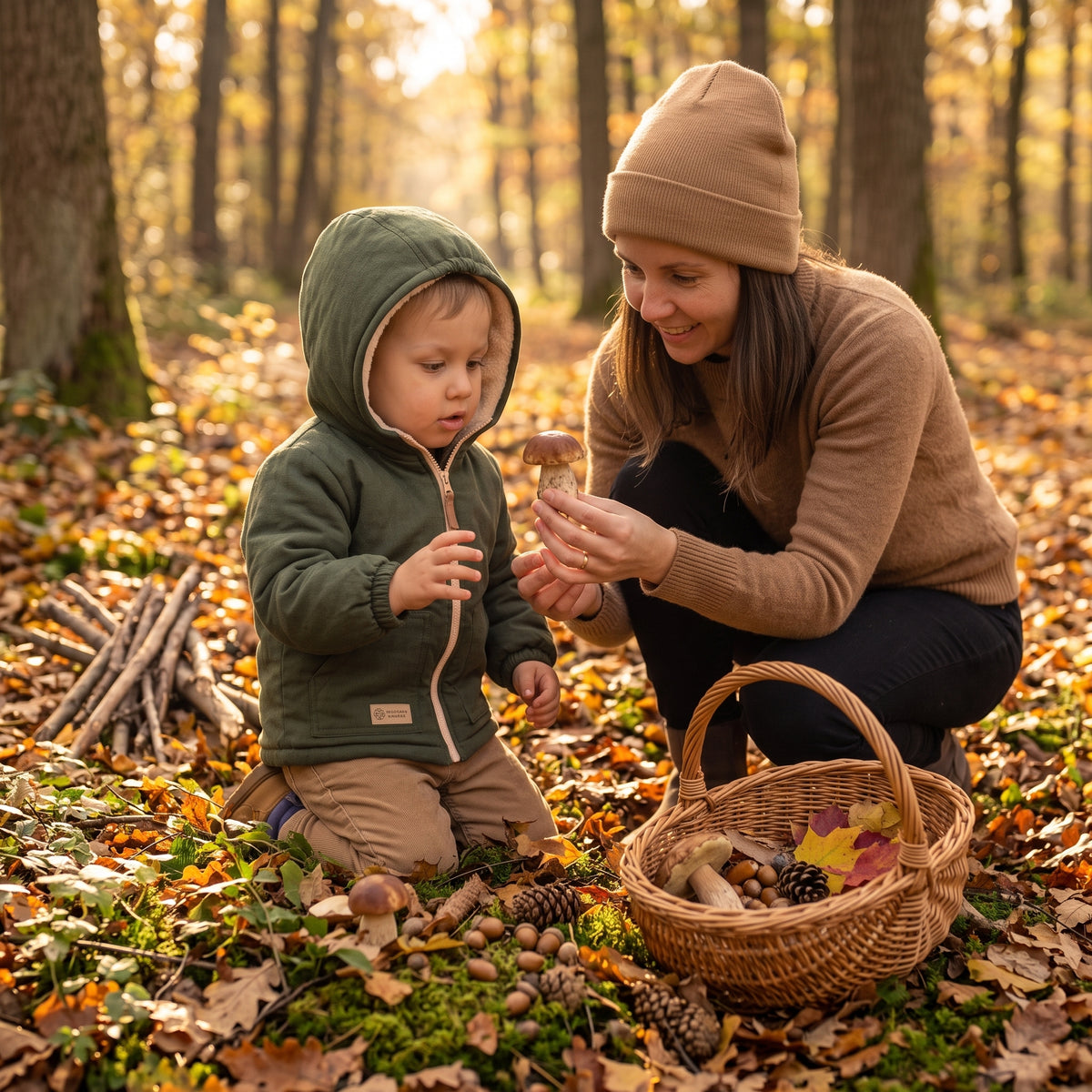 Otroška zimska softshell jakna s plišem Monkey Mum® - Kaki lovec