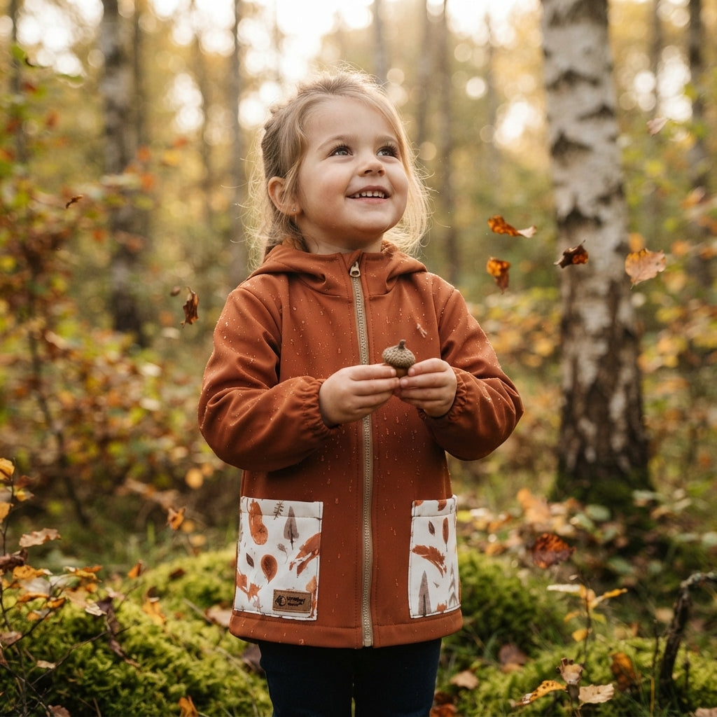 Otroška softshell jakna z membrano Monkey Mum® - Jesensko listje