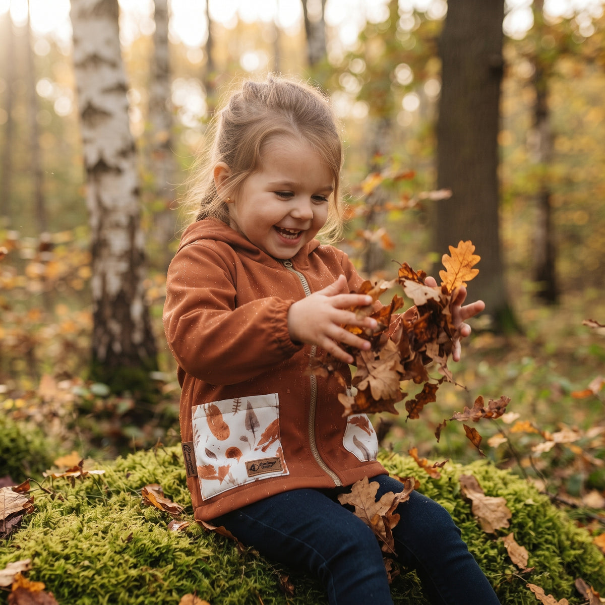 Otroška softshell jakna z membrano Monkey Mum® - Jesensko listje