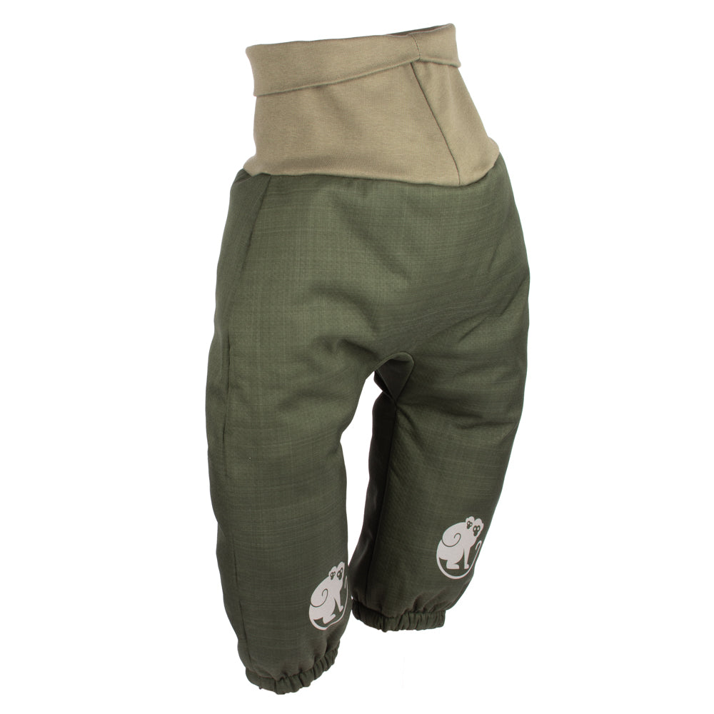 Otroške rastne zimske softshell hlače s plišem Monkey Mum® - Kaki lovec