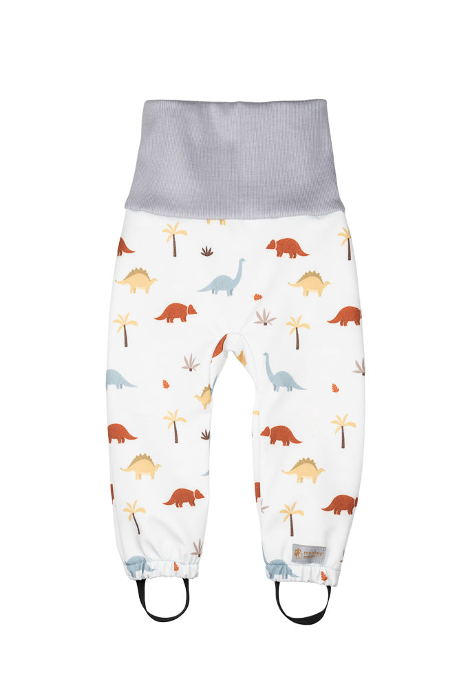 Otroške rastoče softshell hlače z membrano Monkey Mum® - Dinosavrska zgodba