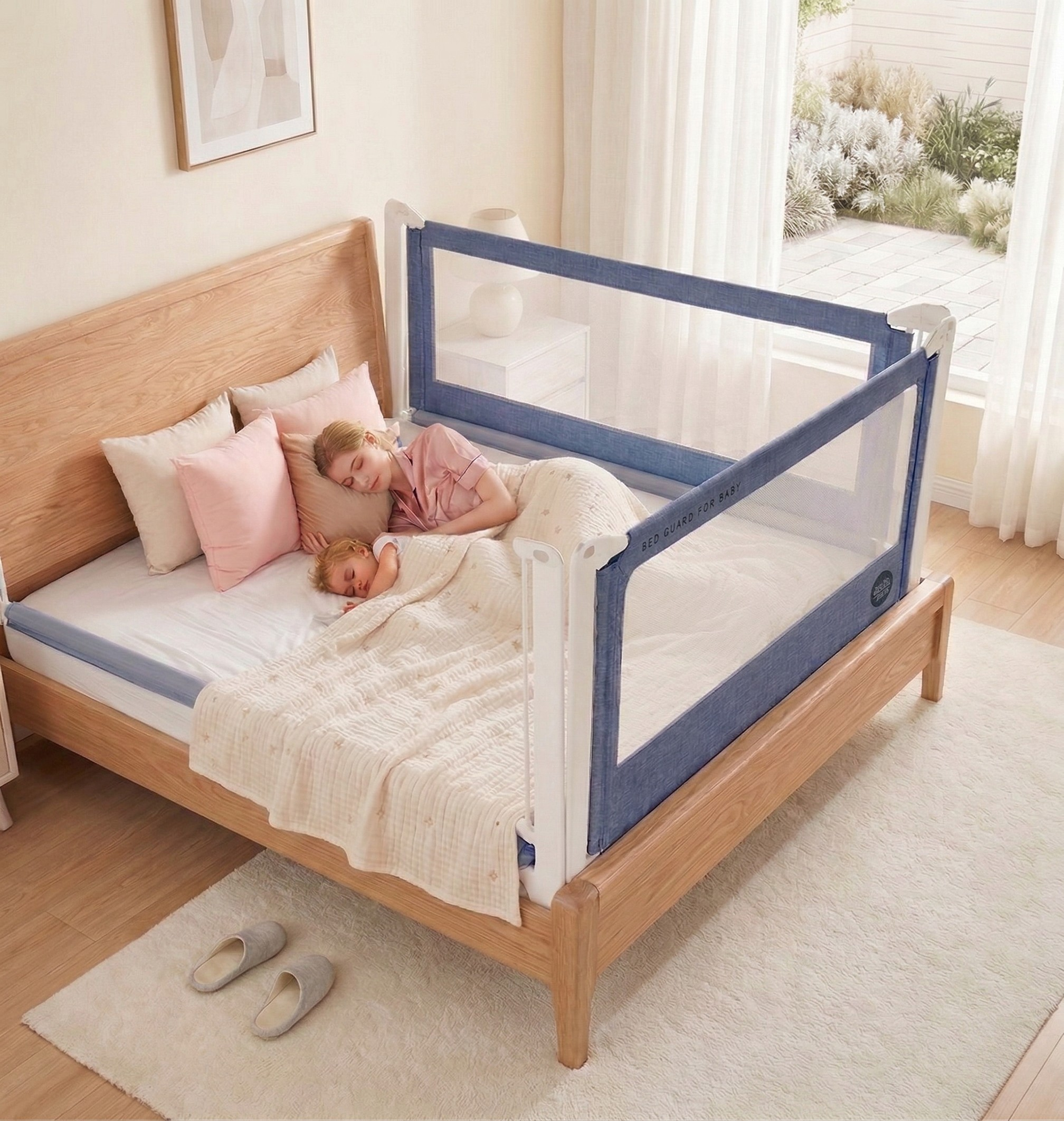 Posteljna ograja Monkey Mum® Popular - temno modra - design - razprodaja