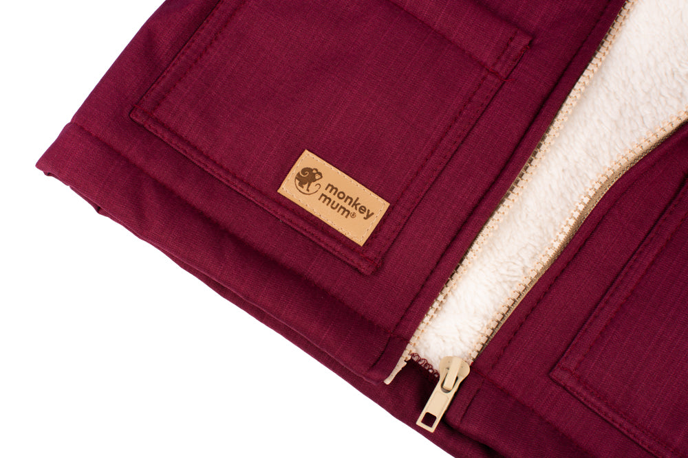 Otroška zimska softshell jakna z ovčko Monkey Mum® - Vinska Rdeča kapica